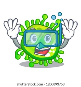Diving cartoon microba virus bacteria in body