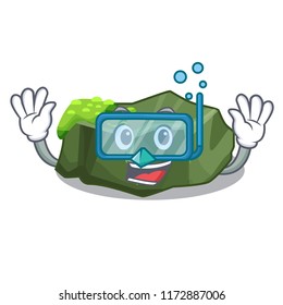 Diving cartoon moss grow on sea rock