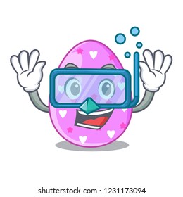 Diving cartoon shape easter color on eggs