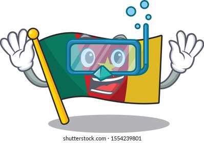 diving cartoon smiling flag cameroon on character