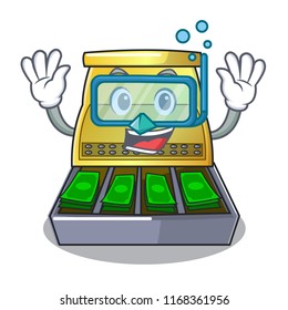 Diving cartoon vintage cash register front view