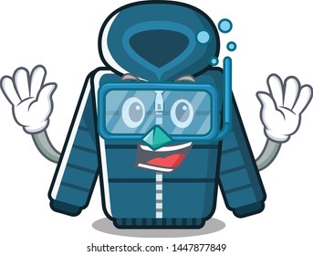 Diving cartoon winter coat hanger on wall