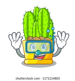 Diving cereus cactus bouquet on character cartoon