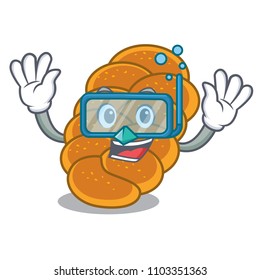 Diving challah character cartoon style