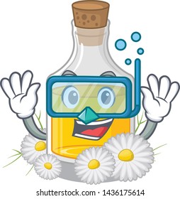 Diving chamomile oil in the cartoon shape
