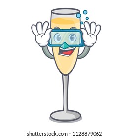 Diving champagne character cartoon style