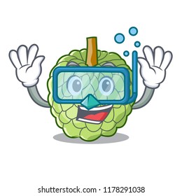 Diving character custard apple tropical fruit delicious