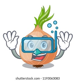 Diving character fresh vegetable onion in the market