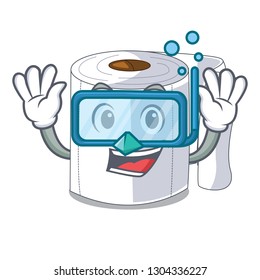 Diving character toilet paper rolled on wall