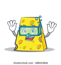 Diving cheese character cartoon style