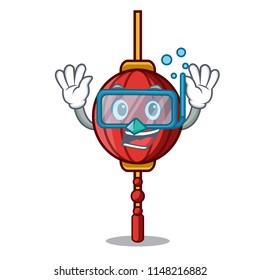 Diving chinese lantern character cartoon