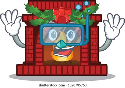 Diving christmas fireplace in the cartoon shape