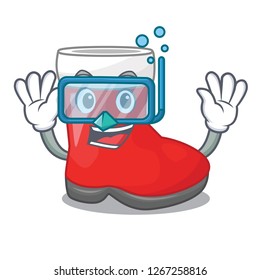 Diving christmas santa boot isolated on mascot