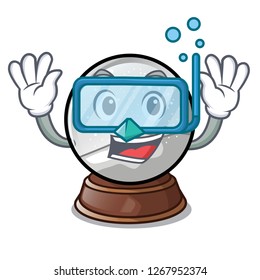 Diving christmas snow globe on table character