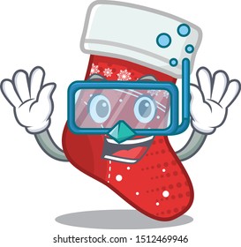 Diving christmas stocking isolated in the mascot