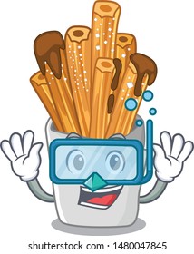 Diving churros isolated with in the cartoon