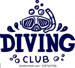 Diving club and diving school design. Concept for shirt or logo, print, stamp or tee. Vector illustration