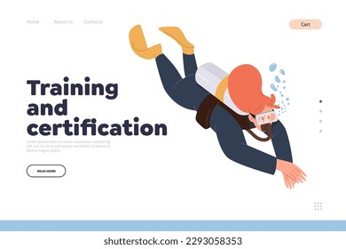 Diving club or school landing page website offering training and certification for students