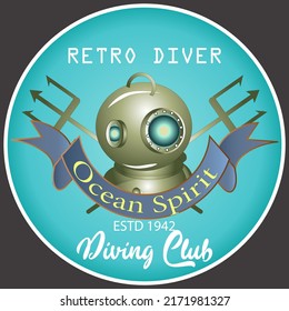 Diving Club Sign and Badge Vintage Vector Illustration