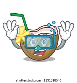 Diving cocktail coconut character cartoon