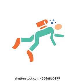 diving color flat icon for digital and print projects.  Minimal clean icons for apps and websites. Modern simple icons for UI UX and branding