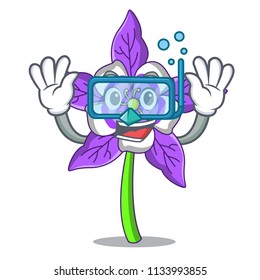 Diving columbine flower character cartoon