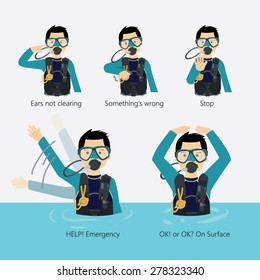 Diving Communication Vector set 02