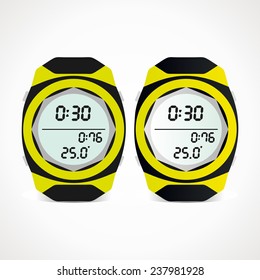 Diving computer. yellow and black colors. vector