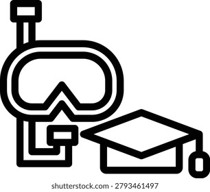 Diving Course Line Icon and Vector