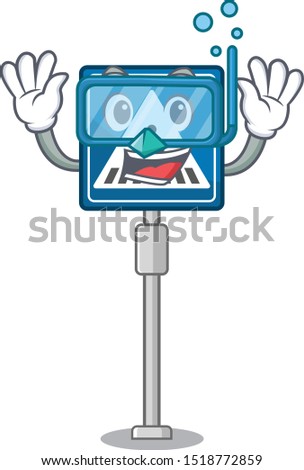 Diving crosswalk sign isolated in the cartoon