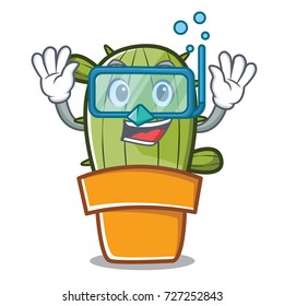 Diving cute cactus character cartoon
