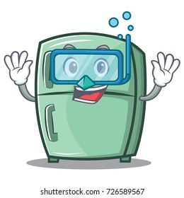 Diving cute refrigerator character cartoon
