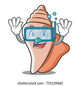 Diving cute shell character cartoon