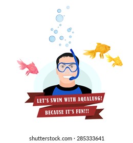 Diving design concept set with instructor equipment underwater shooting flat icons isolated vector illustration