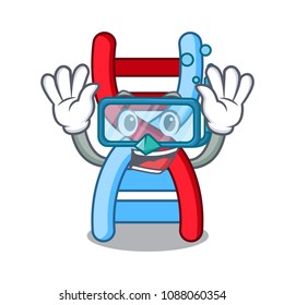 Diving dna molecule character cartoon