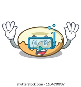 Diving donut with sugar character cartoon