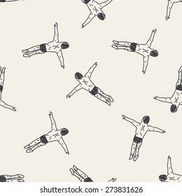 diving doodle seamless pattern background