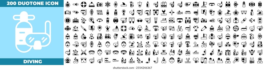 Diving Duotone Editable Icons set.