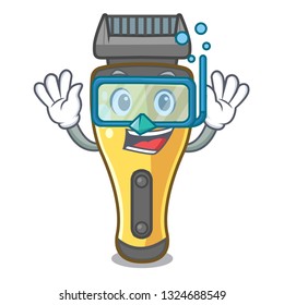 Diving electric shaver above in cartoon table