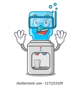 Diving electric water cooler against the cartoon