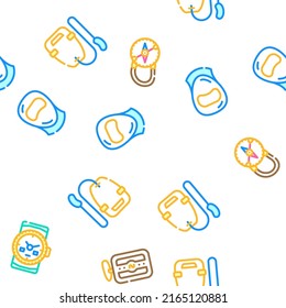 Diving Equipment And Accessories Vector Seamless Pattern Color Line Illustration