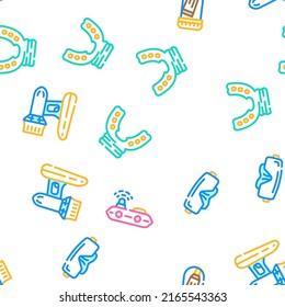 Diving Equipment And Accessories Vector Seamless Pattern Color Line Illustration