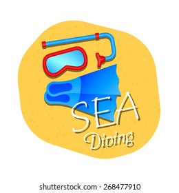 Diving equipment. Fins, scuba mask and snorkel