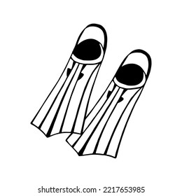 Diving equipment, Fins. Vector stock illustration eps10.