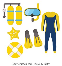 Diving Equipment Set Vector. Scuba

Keywords language: English