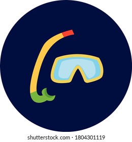 Diving equipment vector icon. Isolated on blue background.