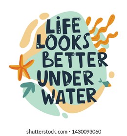 Diving fans stylized lettering for t-shirt print