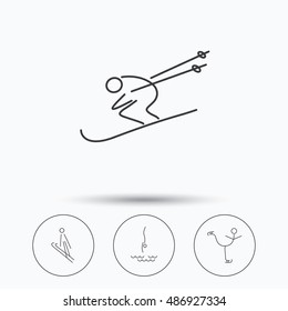 Diving, figure skating and skiing icons.