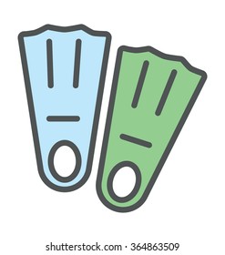 Diving Fins Colored Vector Icon