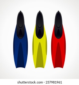 Diving fins. different colors. vector format.